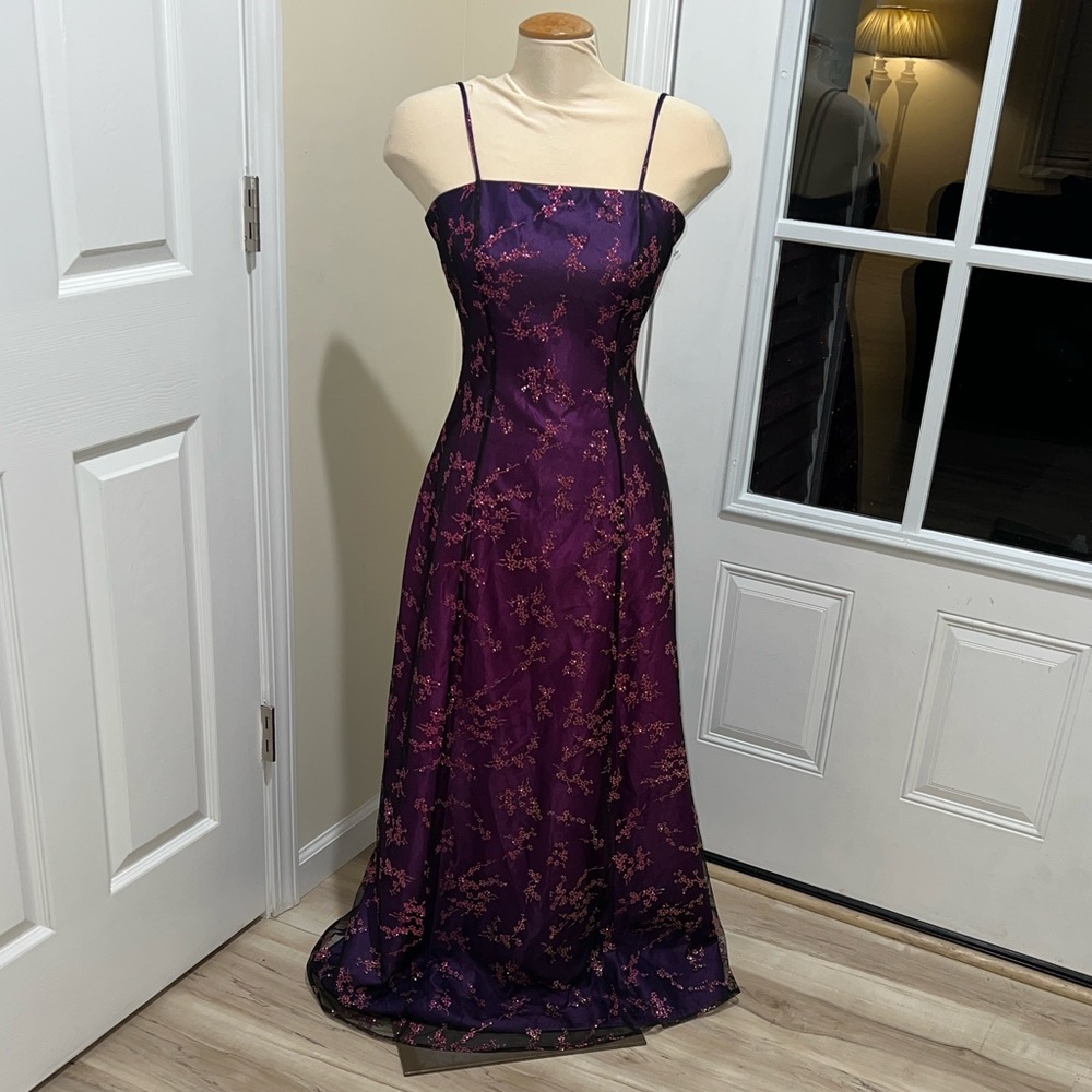 Debut Strapless Purple Floral Dress